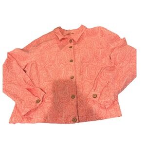 Coldwater Creek Paisley Shirt/ jacket Women's XXL Coral Stretchy